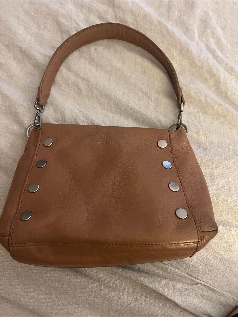 Hammitt Tan Leather Shoulder Bag with Silver Studs